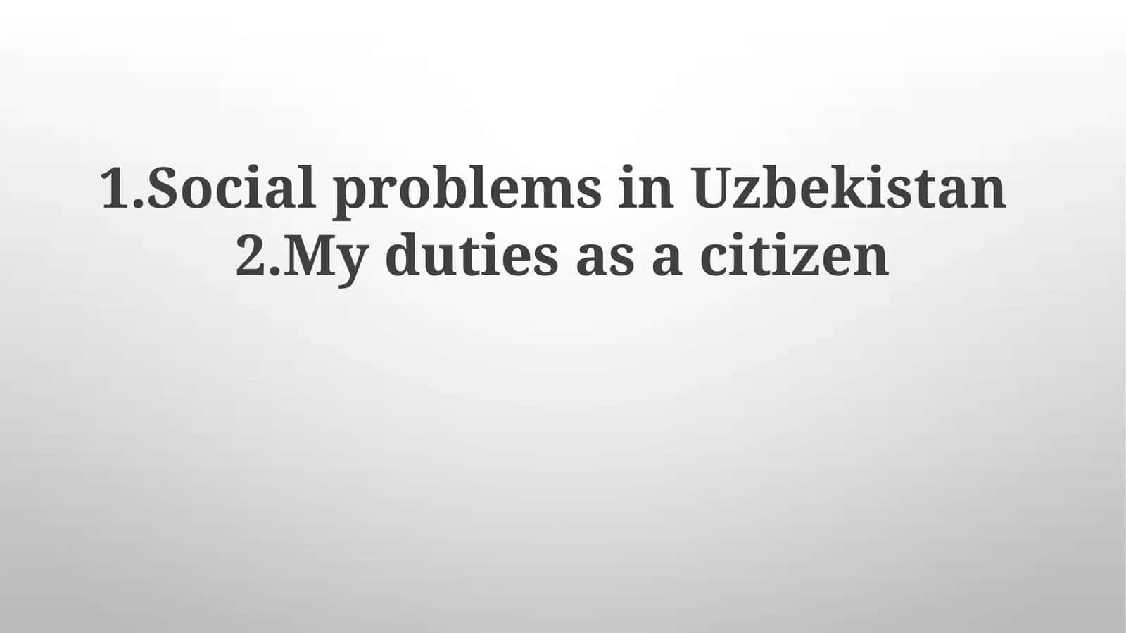 Social problems in Uzbekistan 1