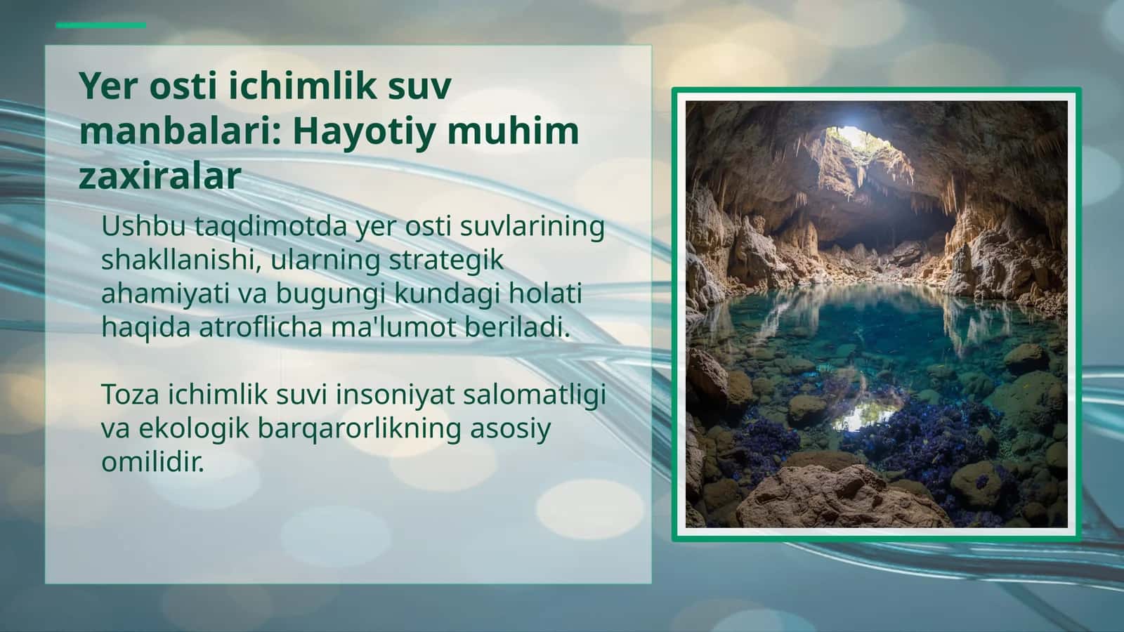 Yer osti ichimlik suv manbalari: Hayotiy muhim zaxiralar 1