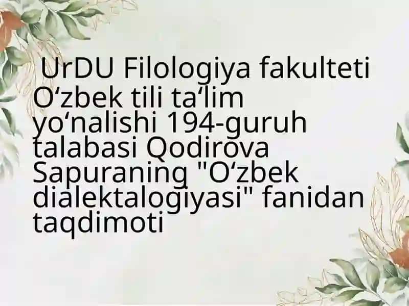 O'zbek Dialektalogiyasi