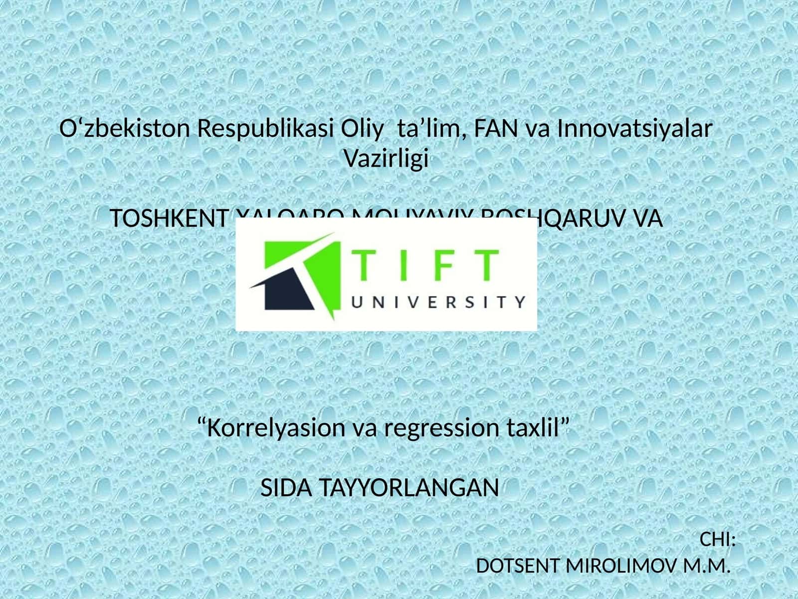 Korrelyasion va regression taxlil 1