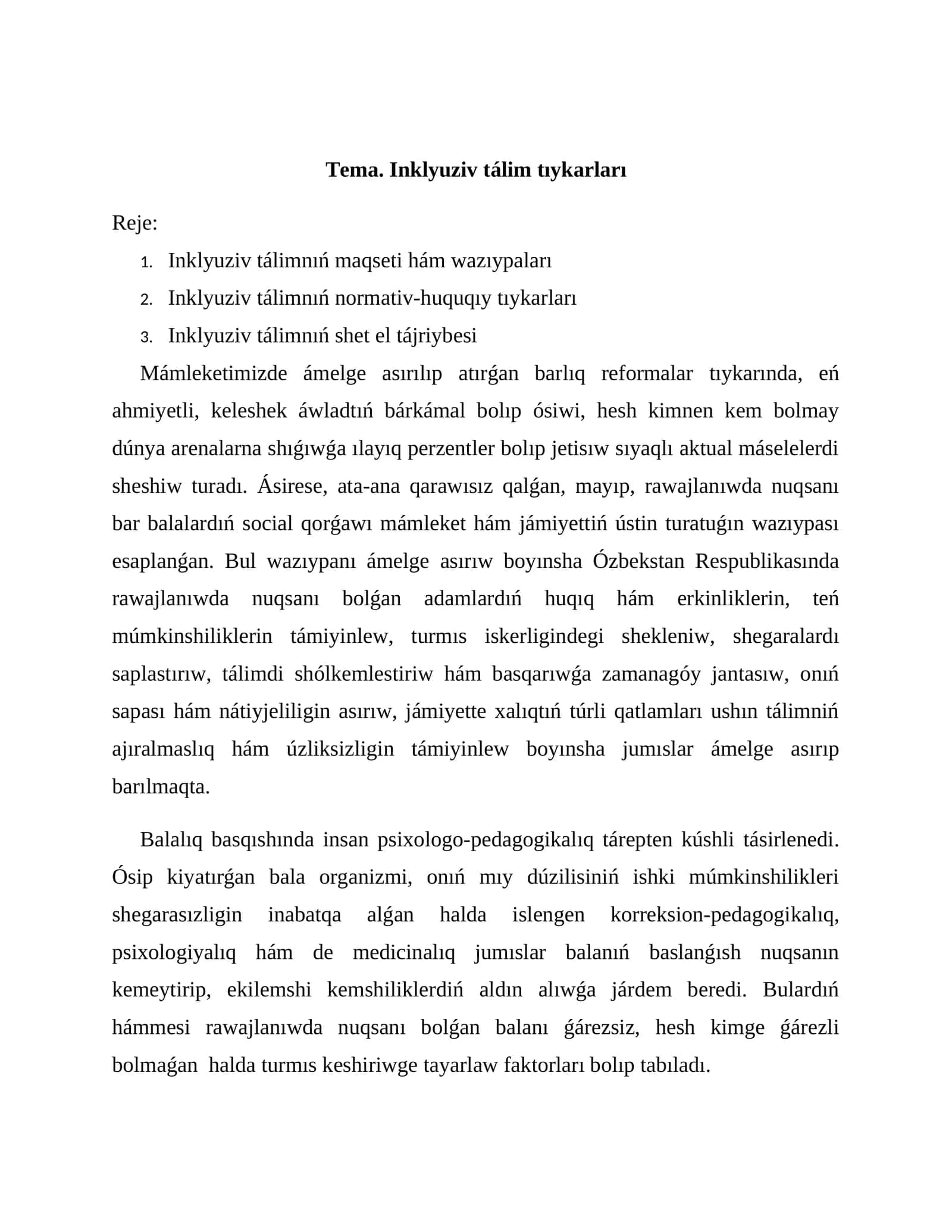 Inklyuziv tálim tıykarları 1