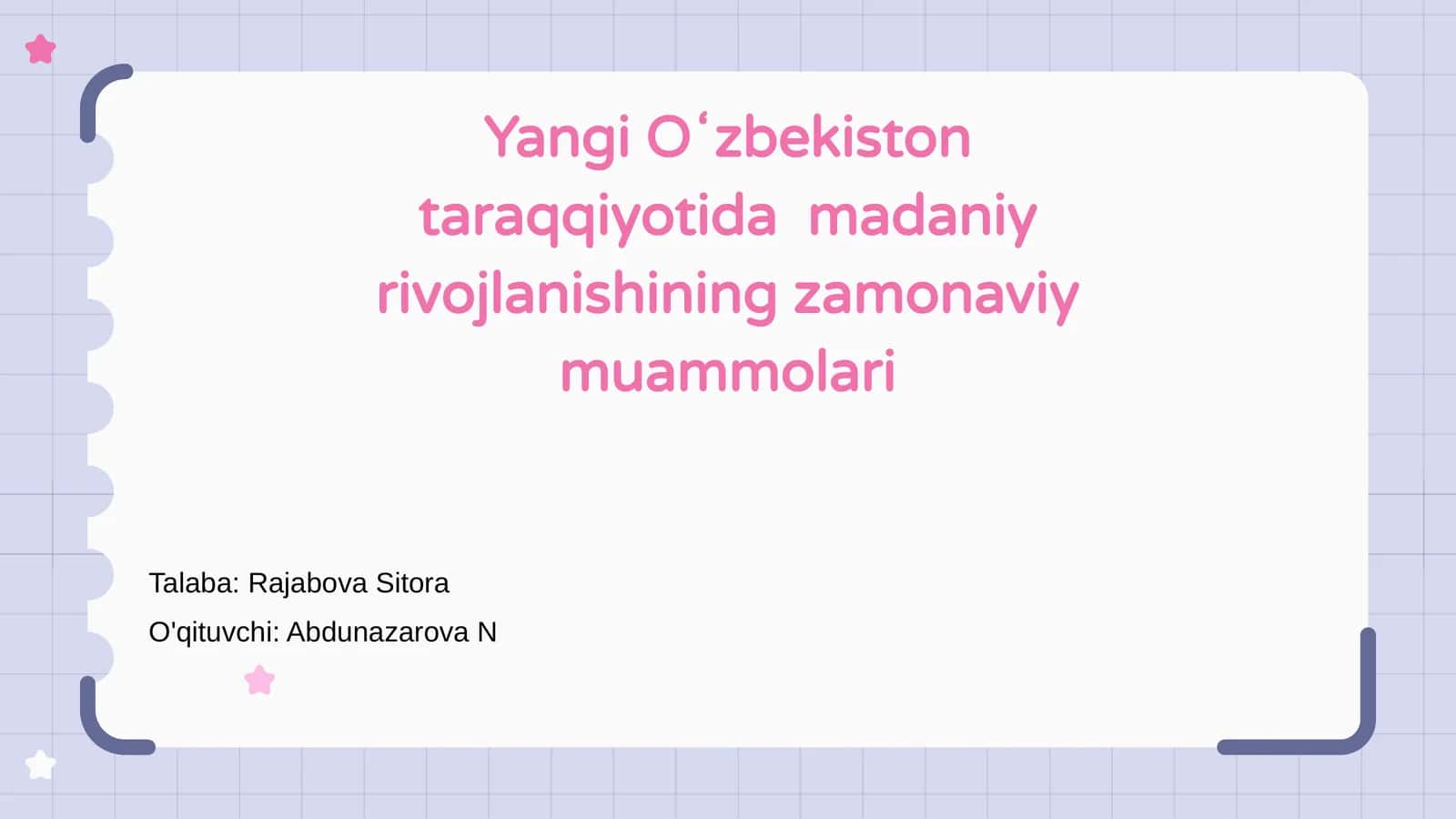 Yangi Oʻzbekistonning madaniy rivojlanishi 1
