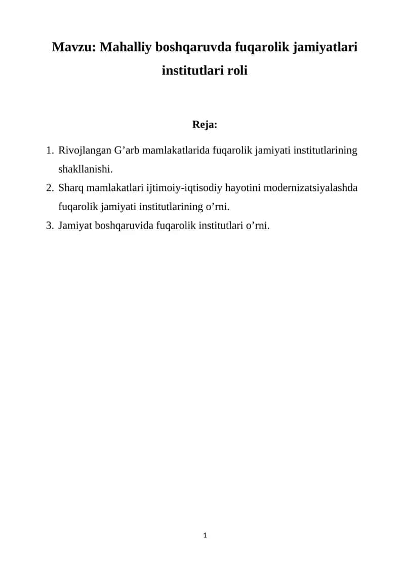 Mahalliy boshqaruvda fuqarolik jamiyatlari institutlari roli 1