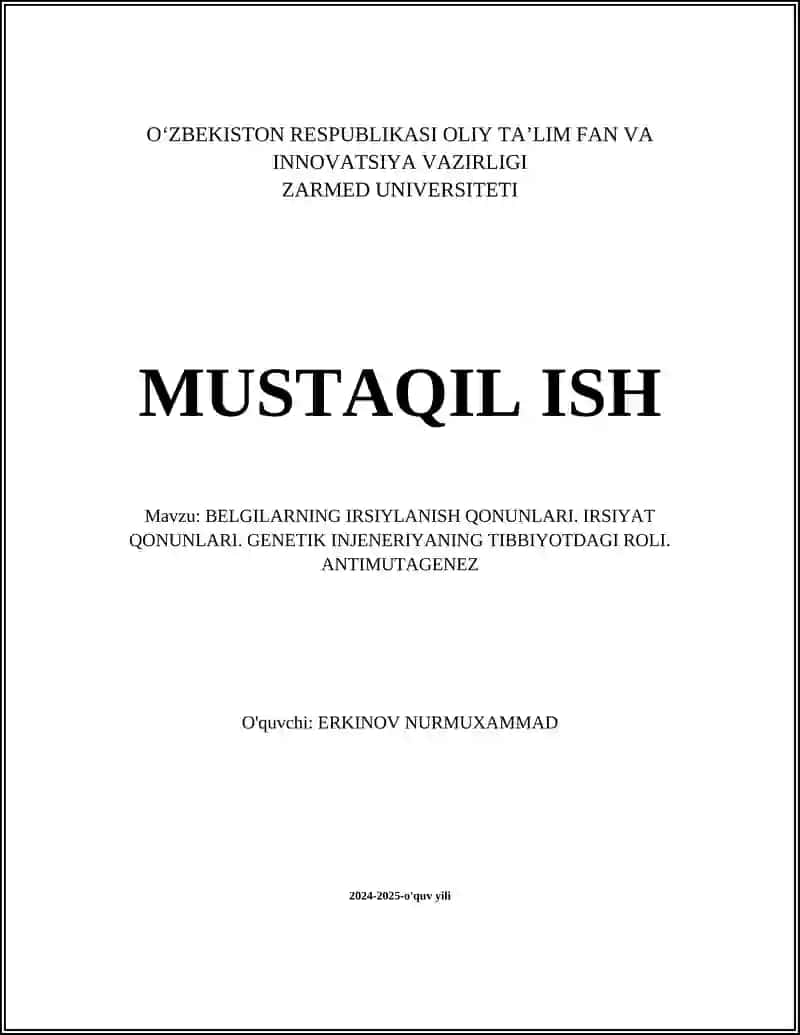 BELGILARNING IRSIYLANISH QONUNLARI