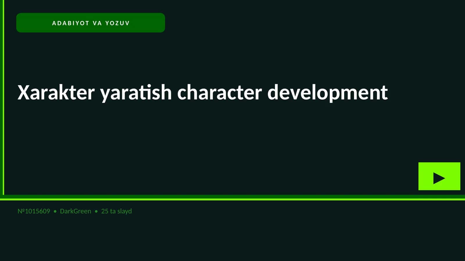 Xarakter yaratish character development 1