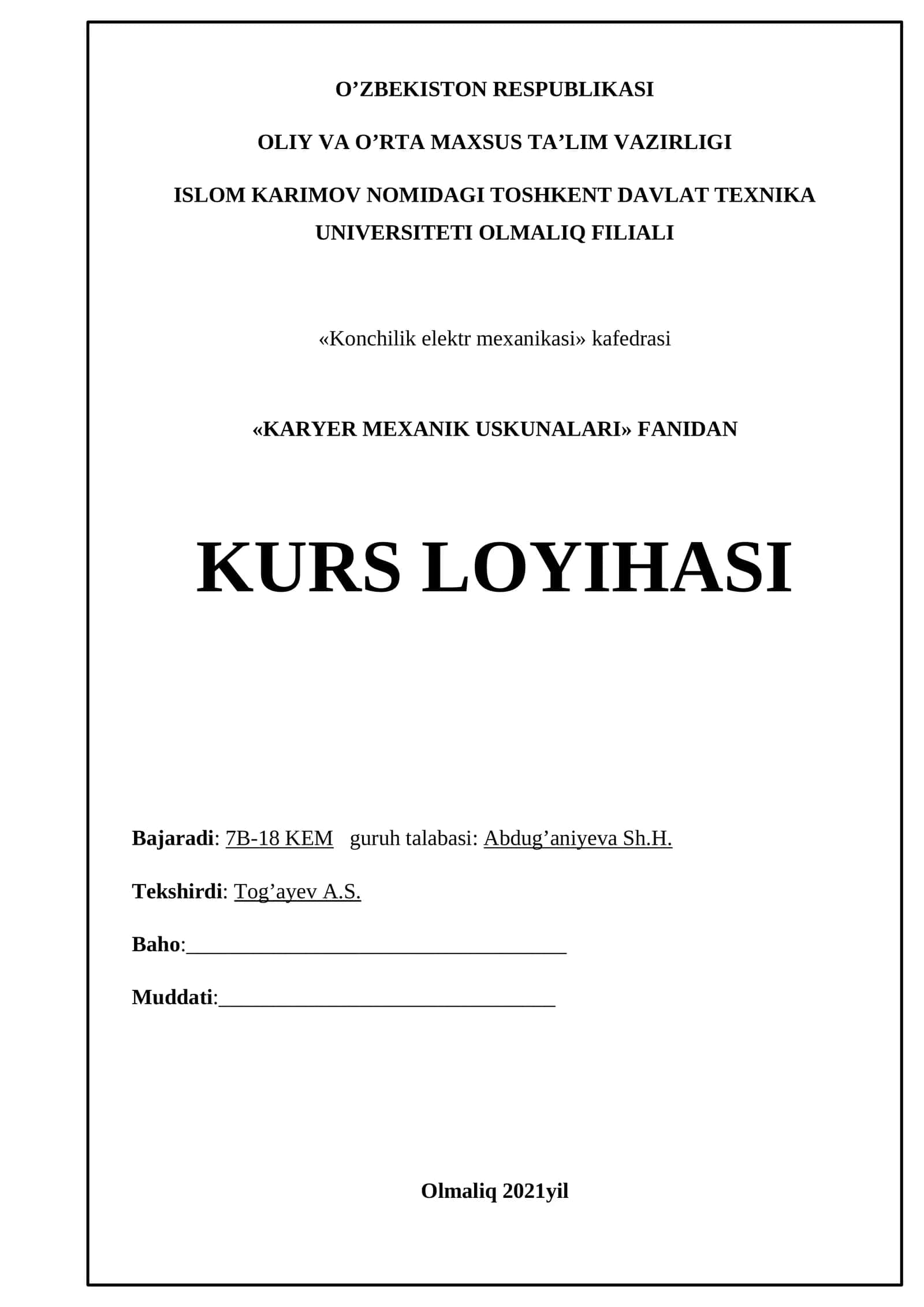 KARYER MEXANIK USKUNALARI 1