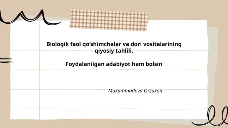 Biologik faol qo‘shimchalar va dori vositalarining qiyosiy tahlili 1
