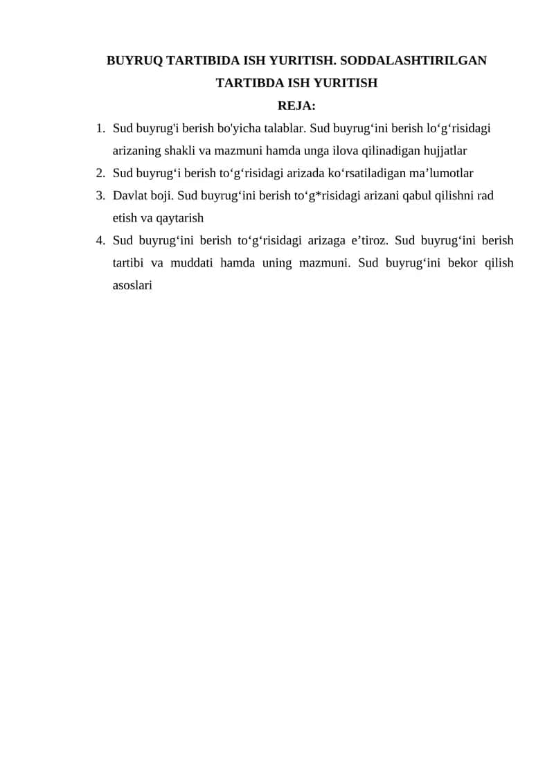 Soddalashtirilgan Tartibda Ish Yuritish 1