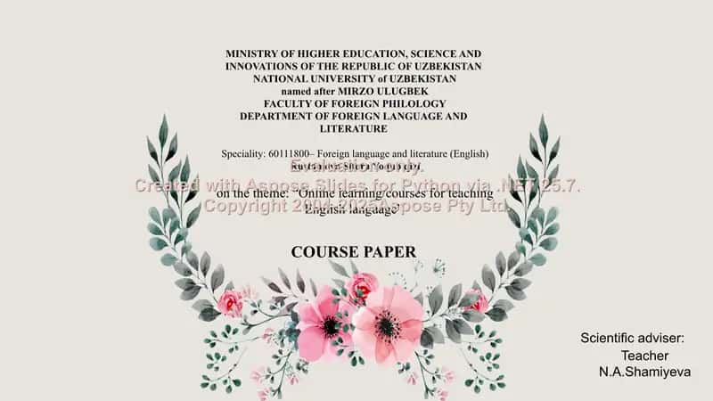 Online learning/courses for teaching English language 1