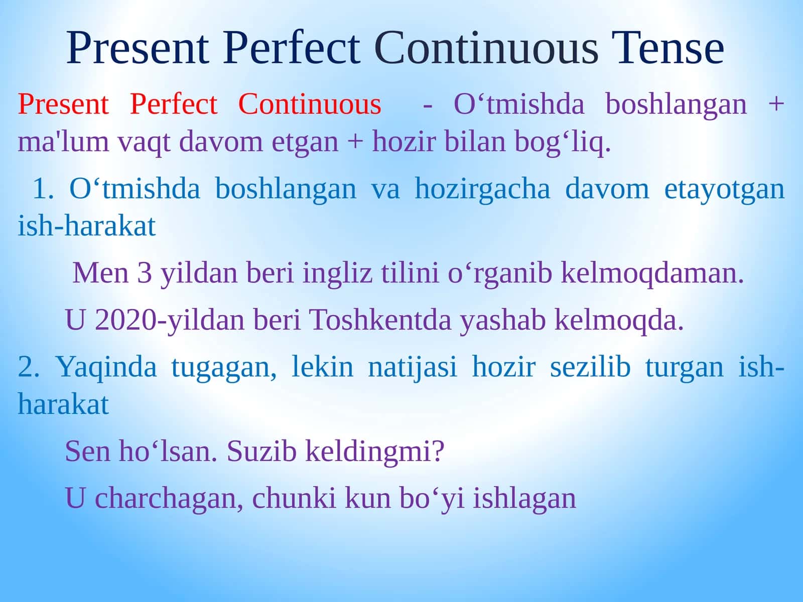 present perfect continous 1