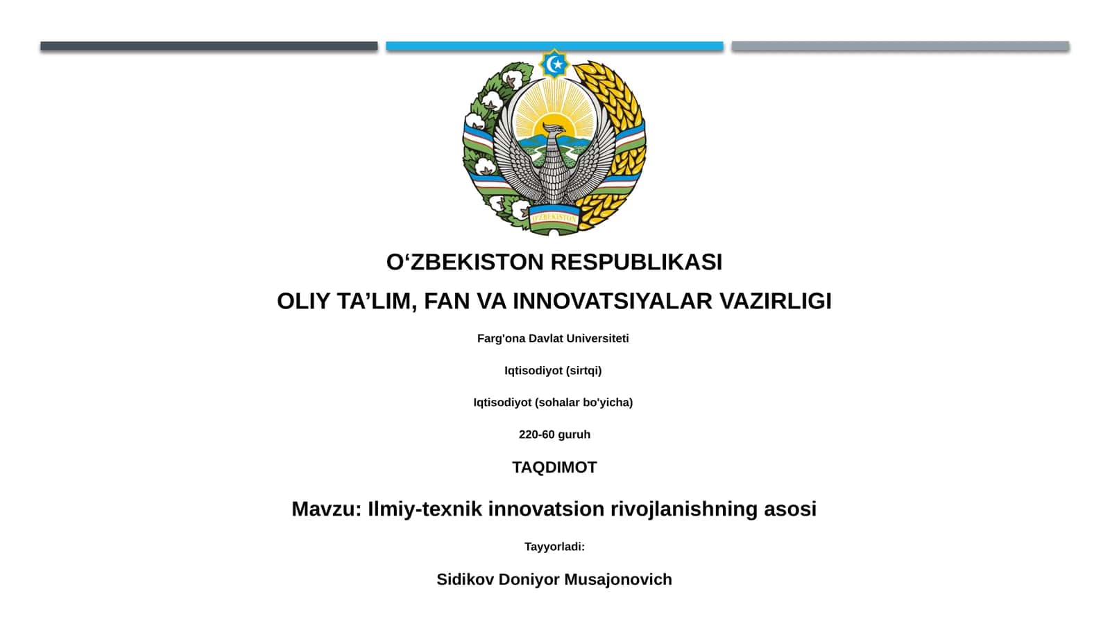 Ilmiy-texnik innovatsion rivojlanishning asosi 1