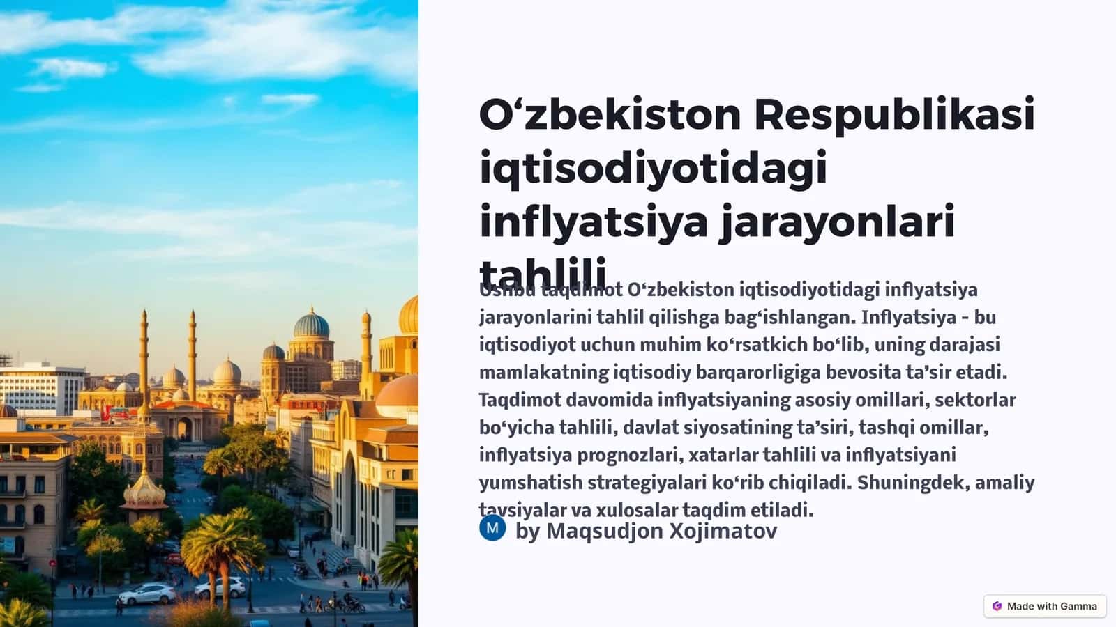 O‘zbekiston Respublikasi iqtisodiyotidagi inflyatsiya jarayonlari tahlili 1
