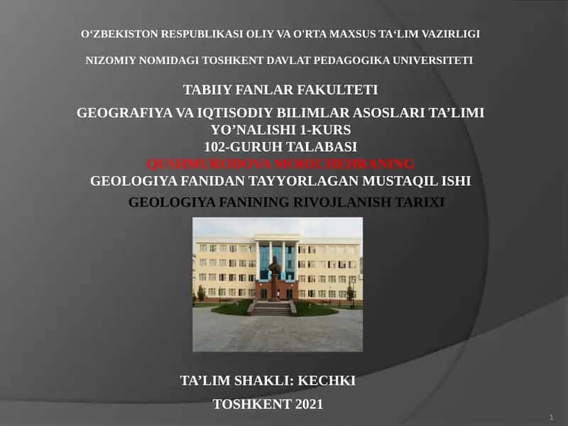 GEOLOGIYA FANINING RIVOJLANISH TARIXI 1