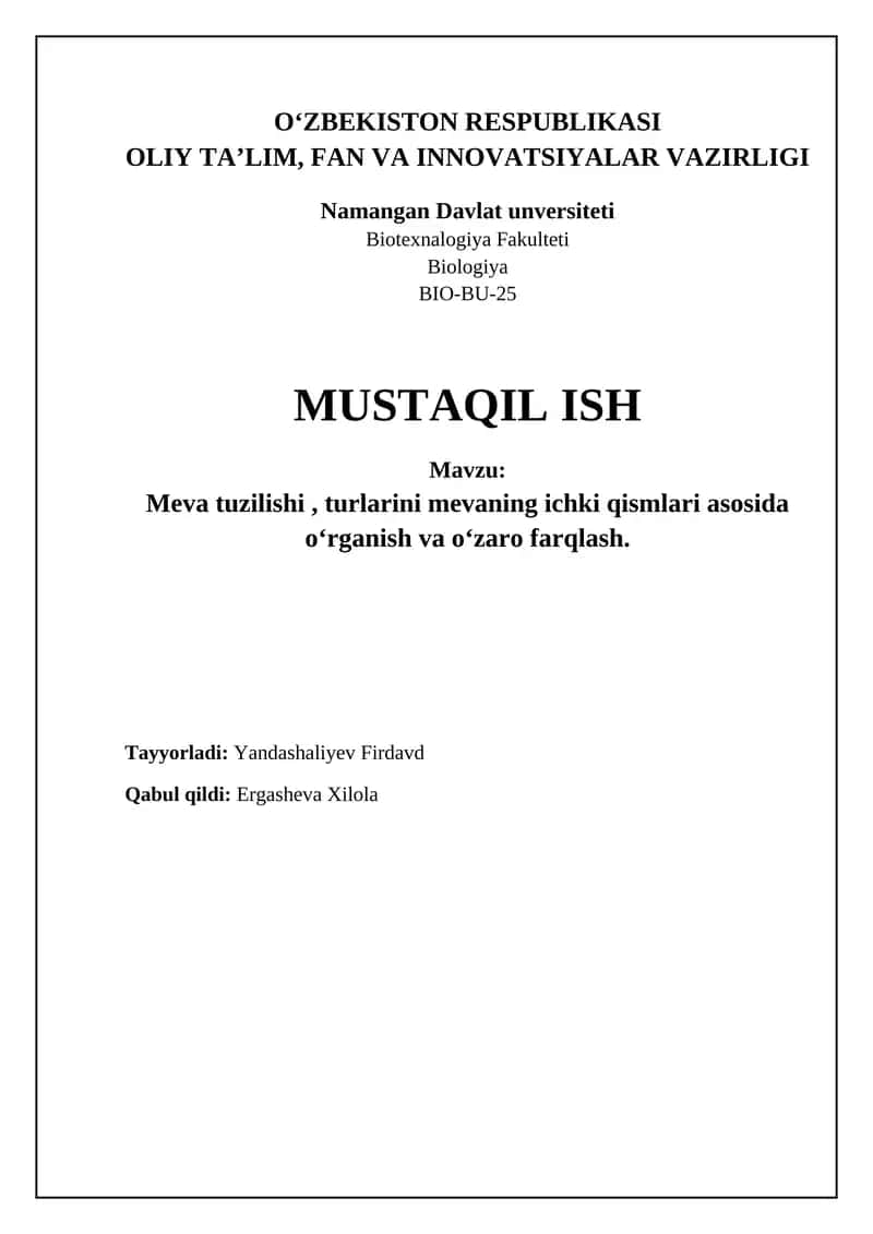 Meva tuzilishi va rivojlanishi 1