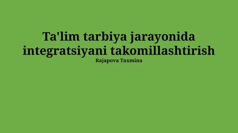 Integratsiyani takomillashtirish 1
