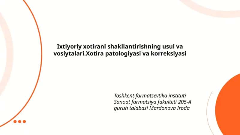 Ixtiyoriy xotirani shakllantirishning usul va vosiytalari 1