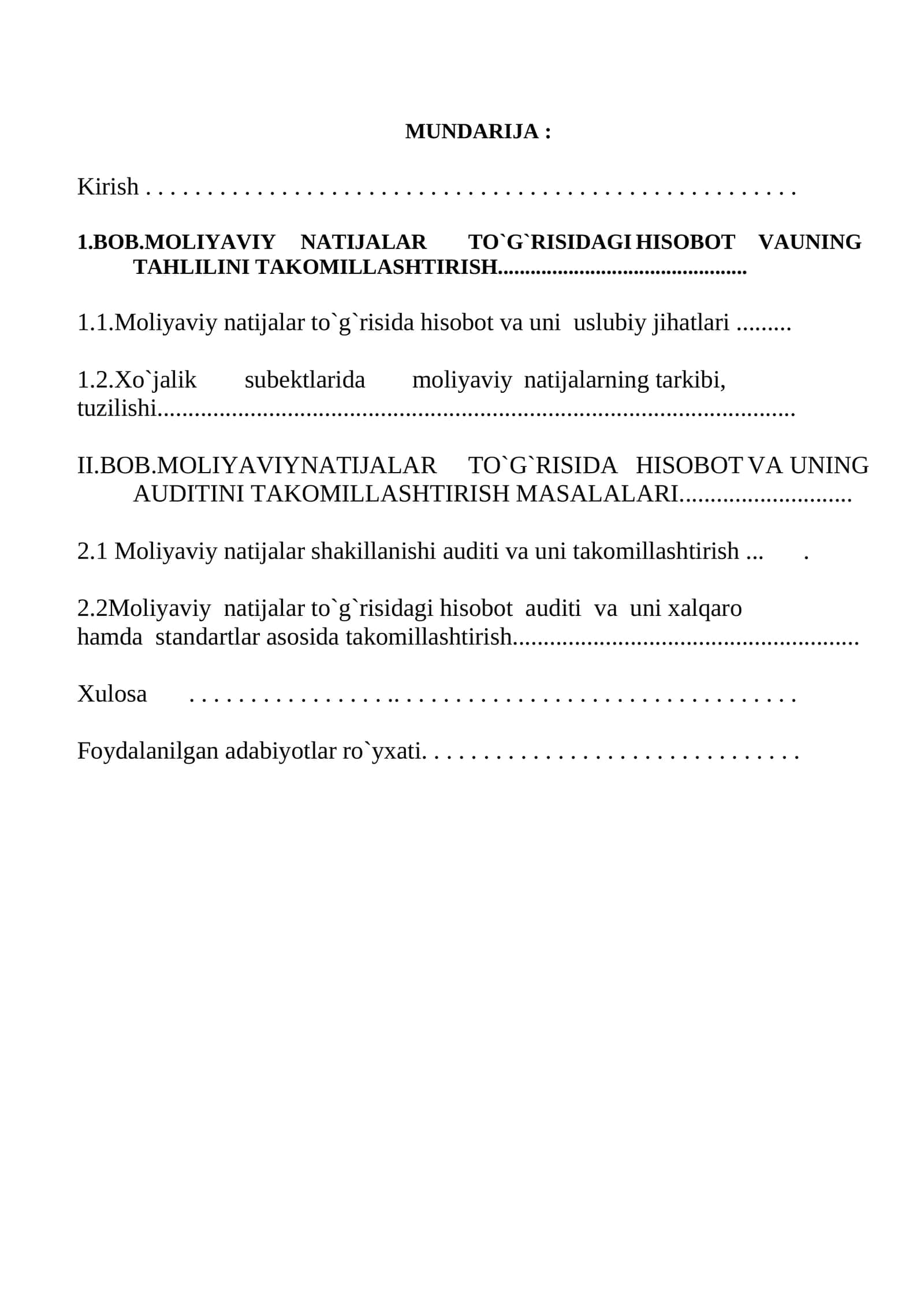 Moliyaviy natijalar 1