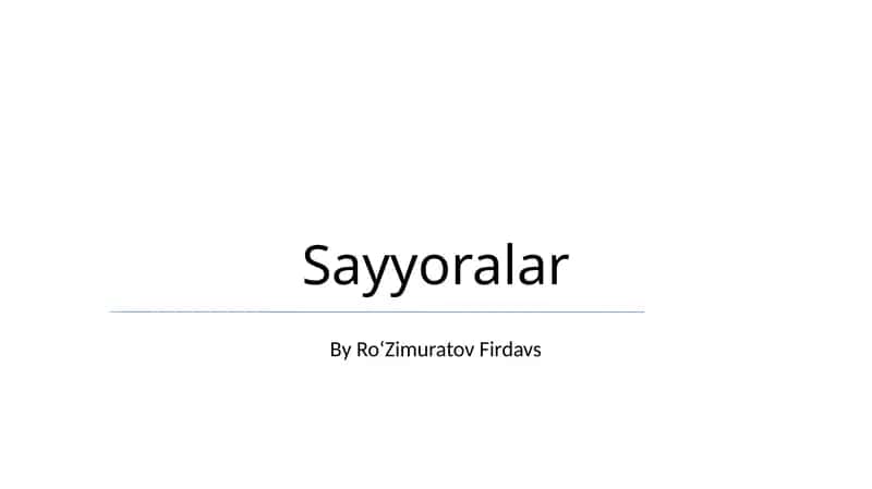 Sayyoralar 1