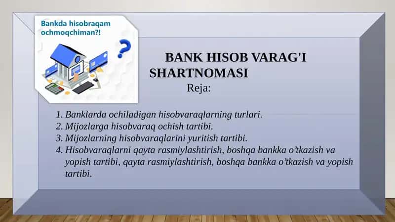 Bank Hisob Varag'i Shartnomasi 1