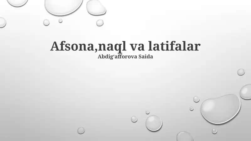 Afsona, naql va latifalar 1