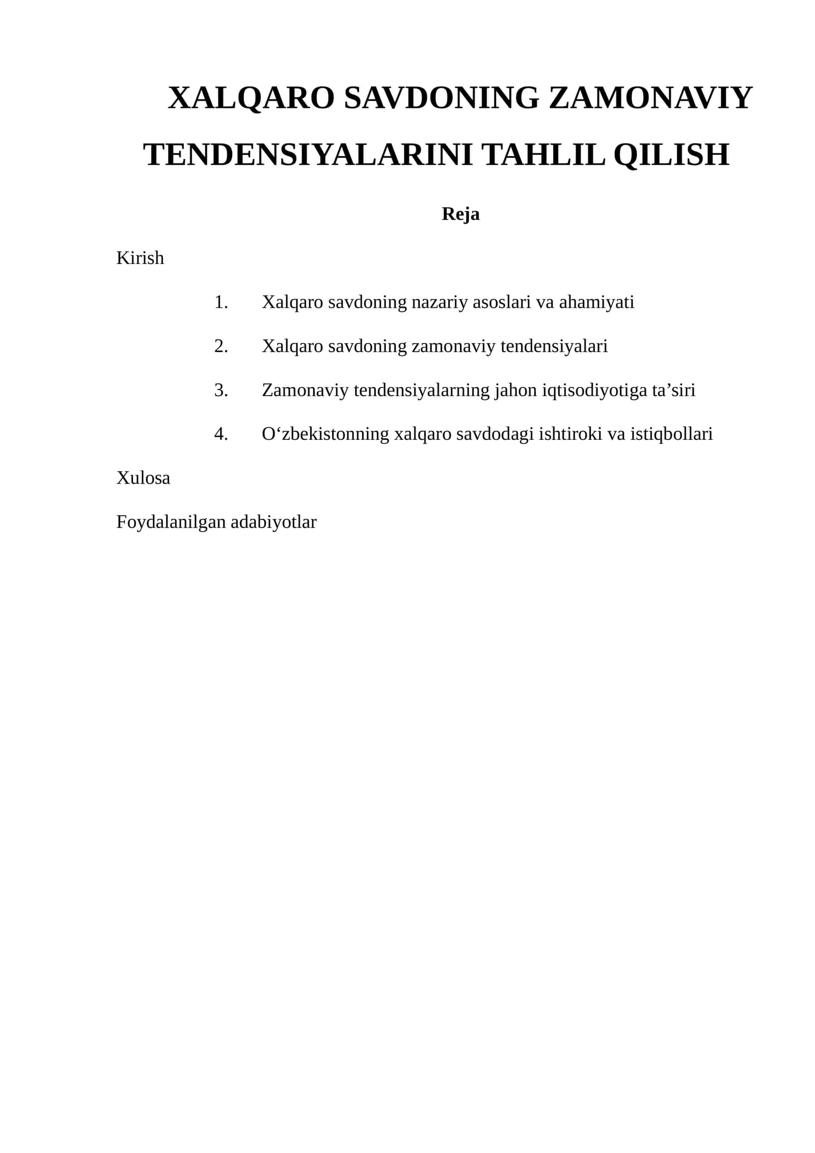 Xalqaro Savdoning Zamonaviy Tendensiyalarini Tahlil Qilish 1