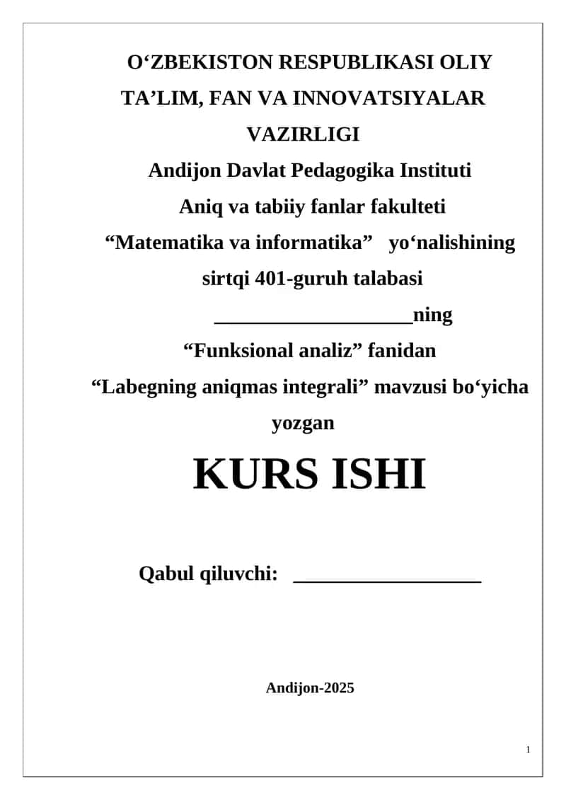 Labegning aniqmas integrali 1