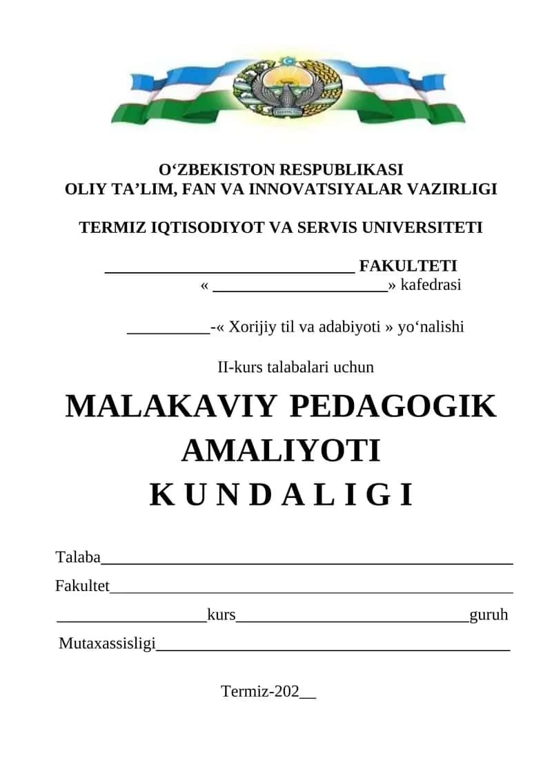 MALAKAVIY PEDAGOGIK AMALIYOTI KUNDALIGI 1