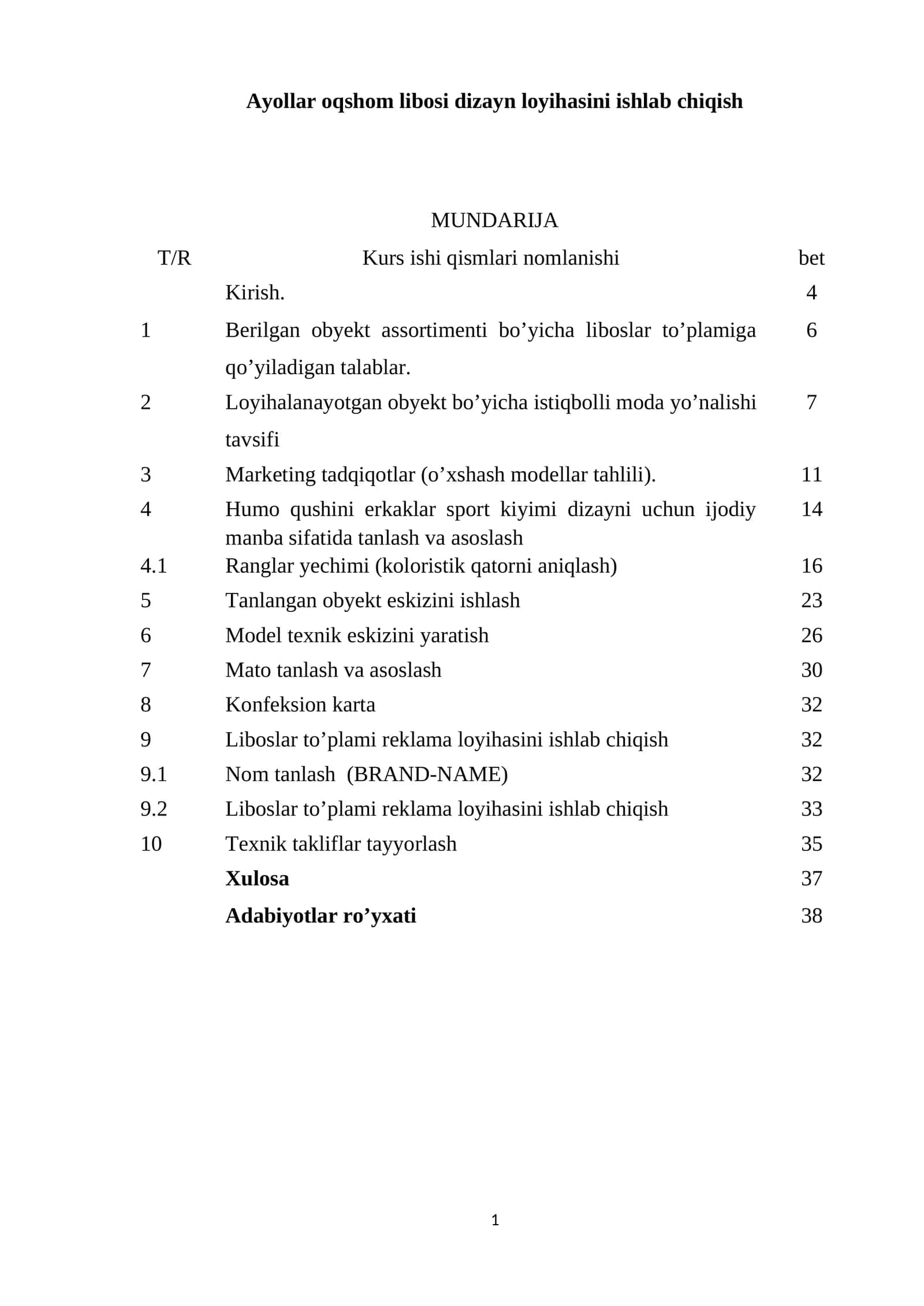 Ayollar oqshom libosi dizayn loyihasini ishlab chiqish 1