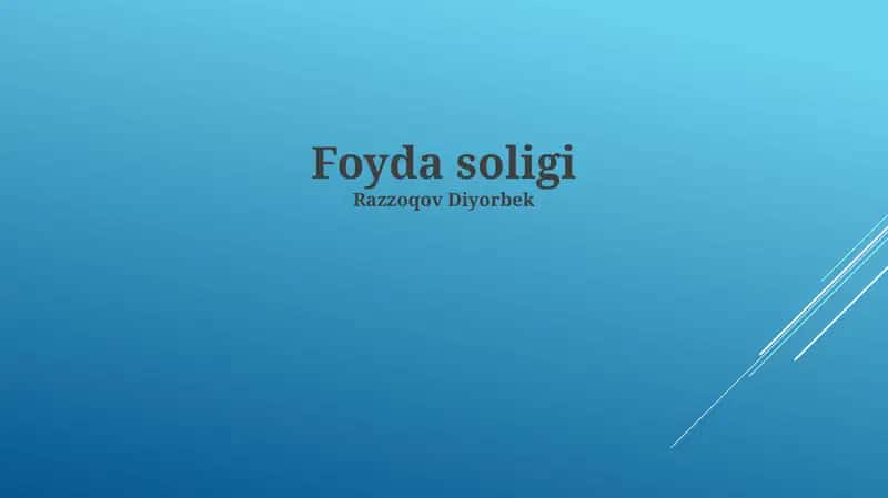 Foyda Soliqining To'lanishi 1