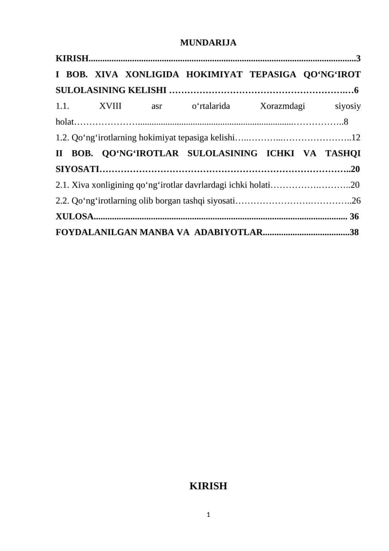 Xiva Xonligida Hokimiyat Tepasiga Qo‘ng‘irot Sulolasi 1