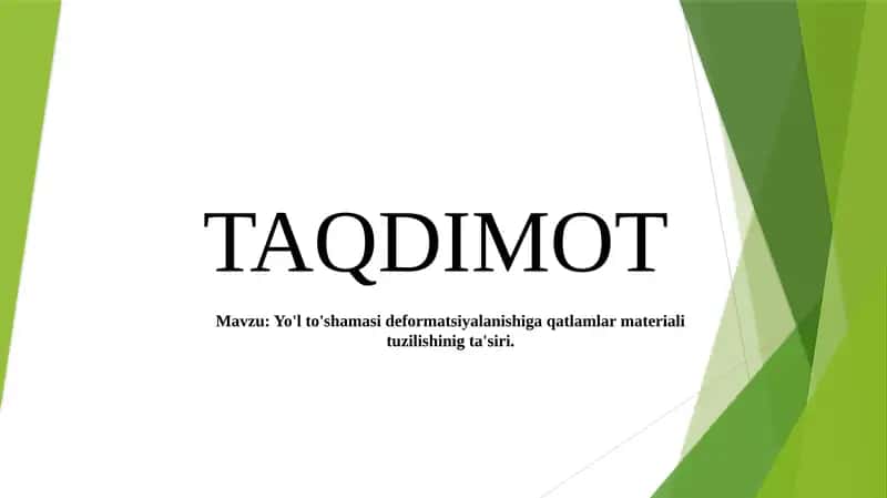 Yo'lvaaerodromlar uchun organik bog'lovchi materiallar bilan ishlovberilgan materiallar 1