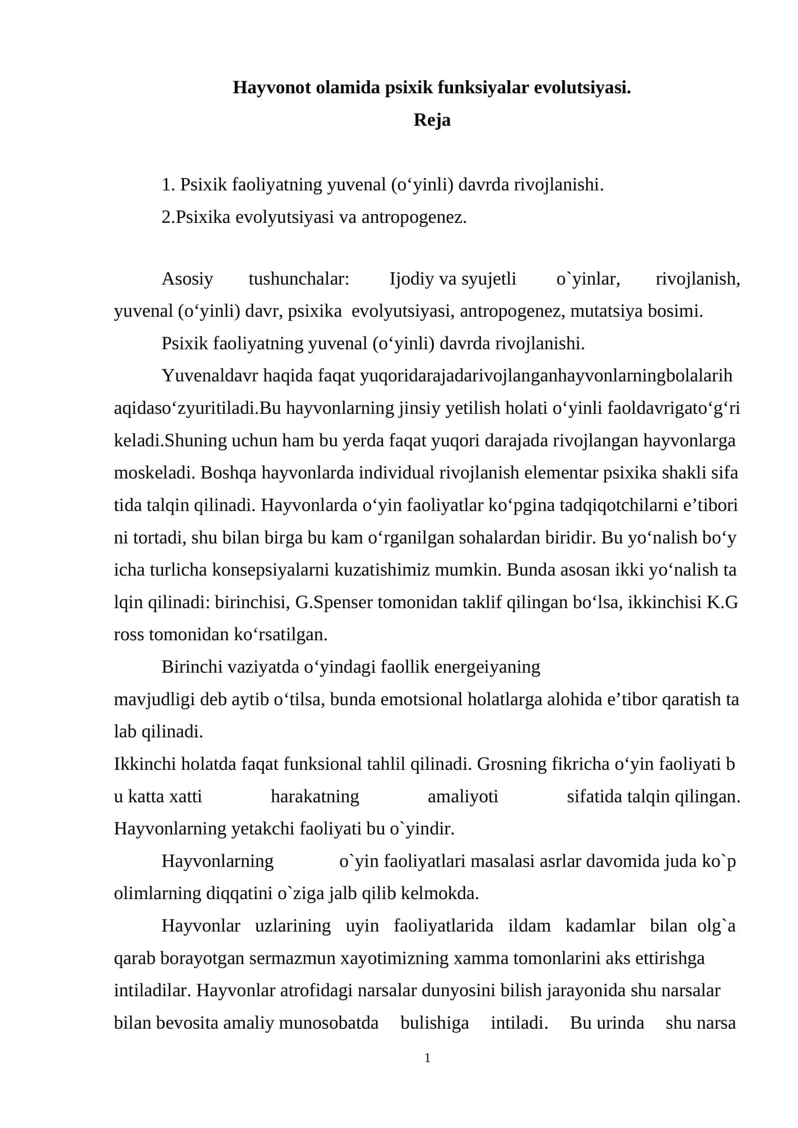 Psixik faoliyatning yuvenal (o‘yinli) davrda rivojlanishi 1