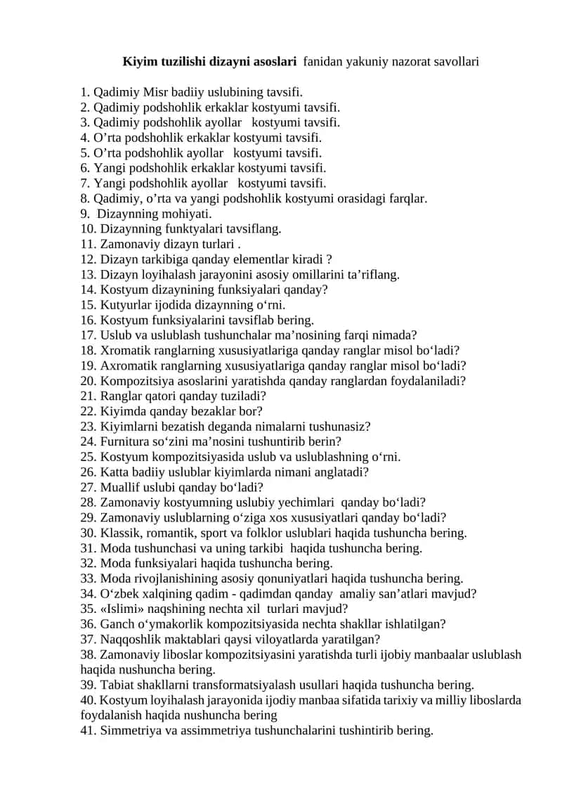 Kiyim Tuzilishi Dizayni Asoslari 1