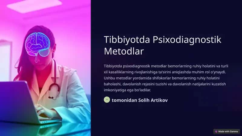 Tibbiyotda Psixodiagnostik Metodlar 1