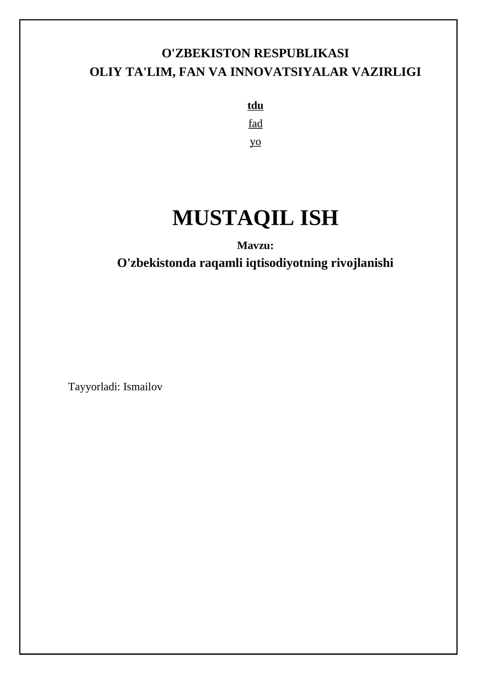 O'zbekistonda raqamli iqtisodiyotning rivojlanishi 1