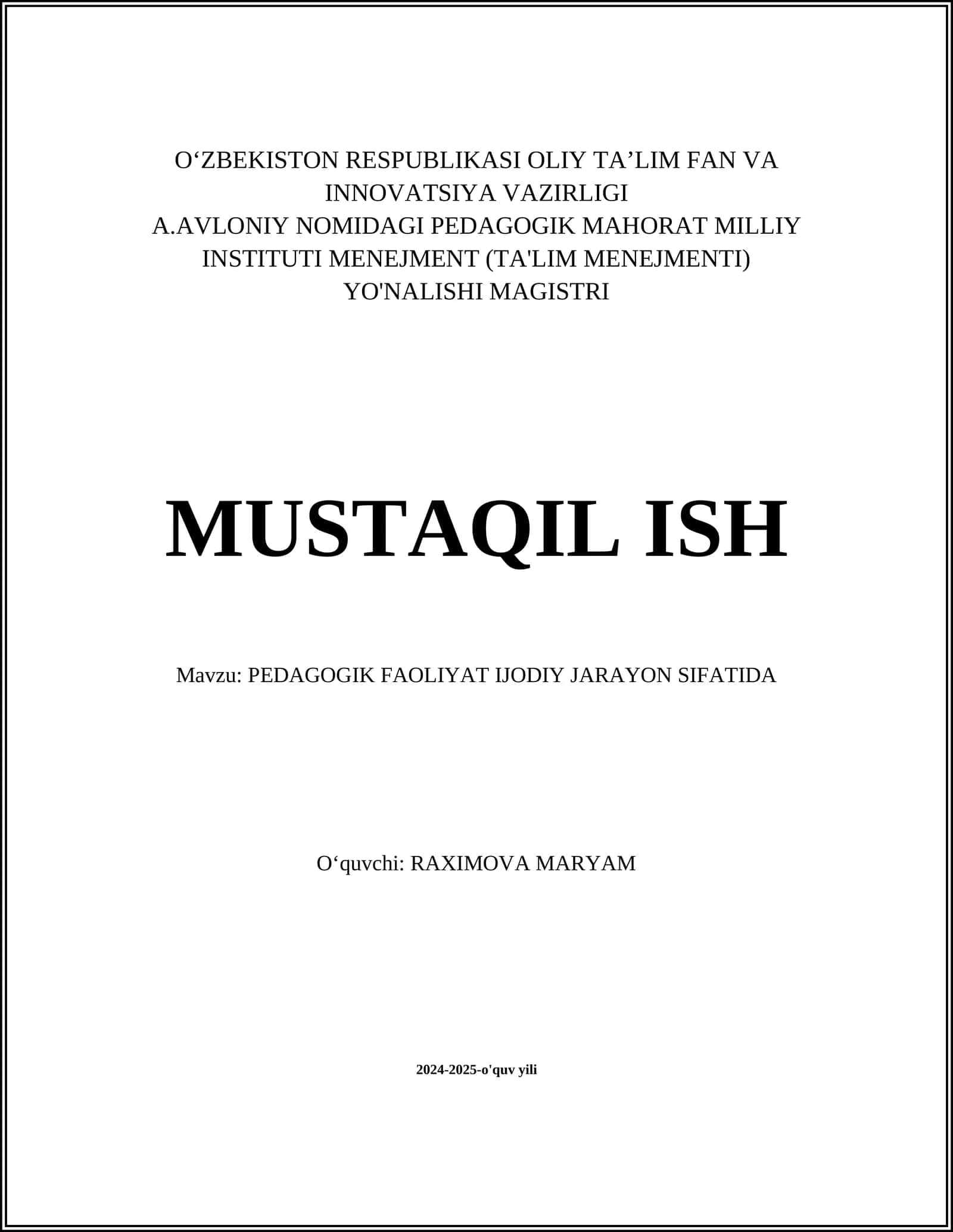 PEDAGOGIK FAOLIYAT IJODIY JARAYON SIFATIDA 1