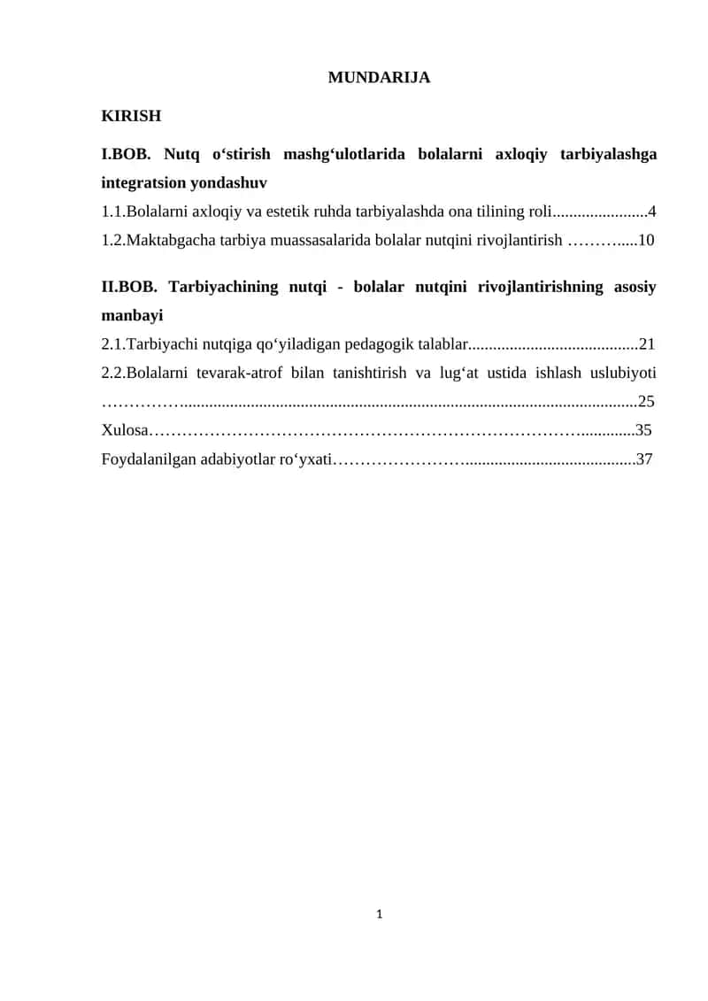 Nutq o‘stirish mashg‘ulotlarida bolalarni axloqiy tarbiyalashga integratsion yondashuv 1
