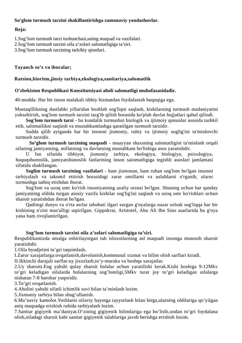 Sog'lom turmush tarzi 1