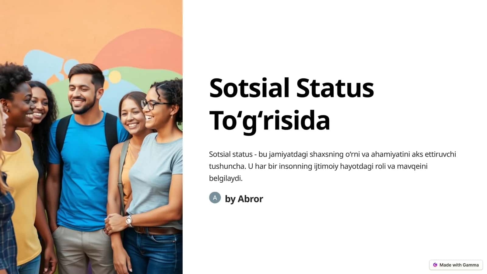 Sotsial Status Toʻgʻrisida 1