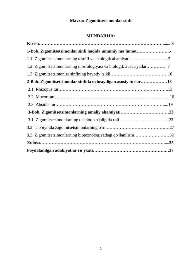 Zigomitsetsimonlar sinfi 1
