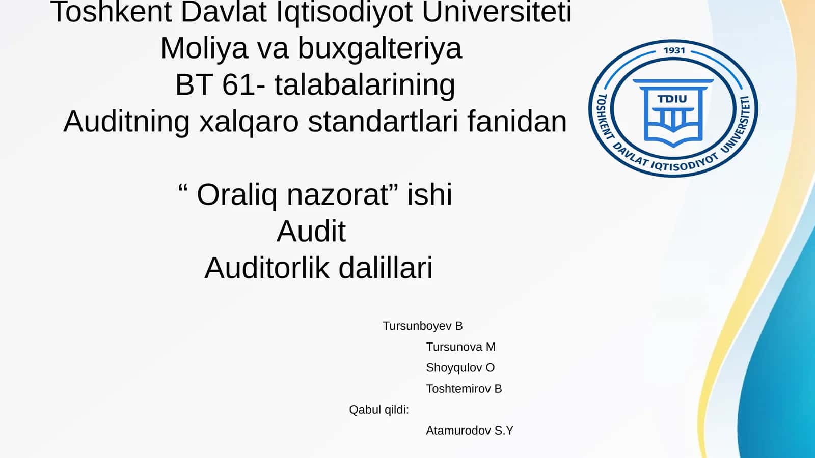 Auditning xalqaro standartlari 1