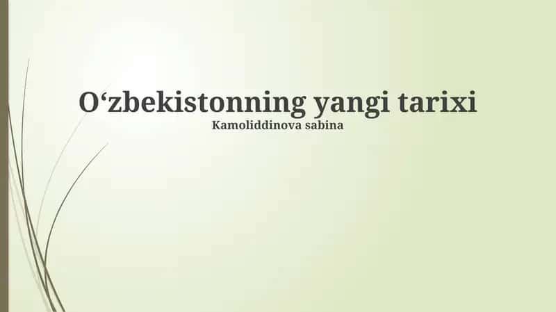 Oʻzbekistonning yangi tarixi 1