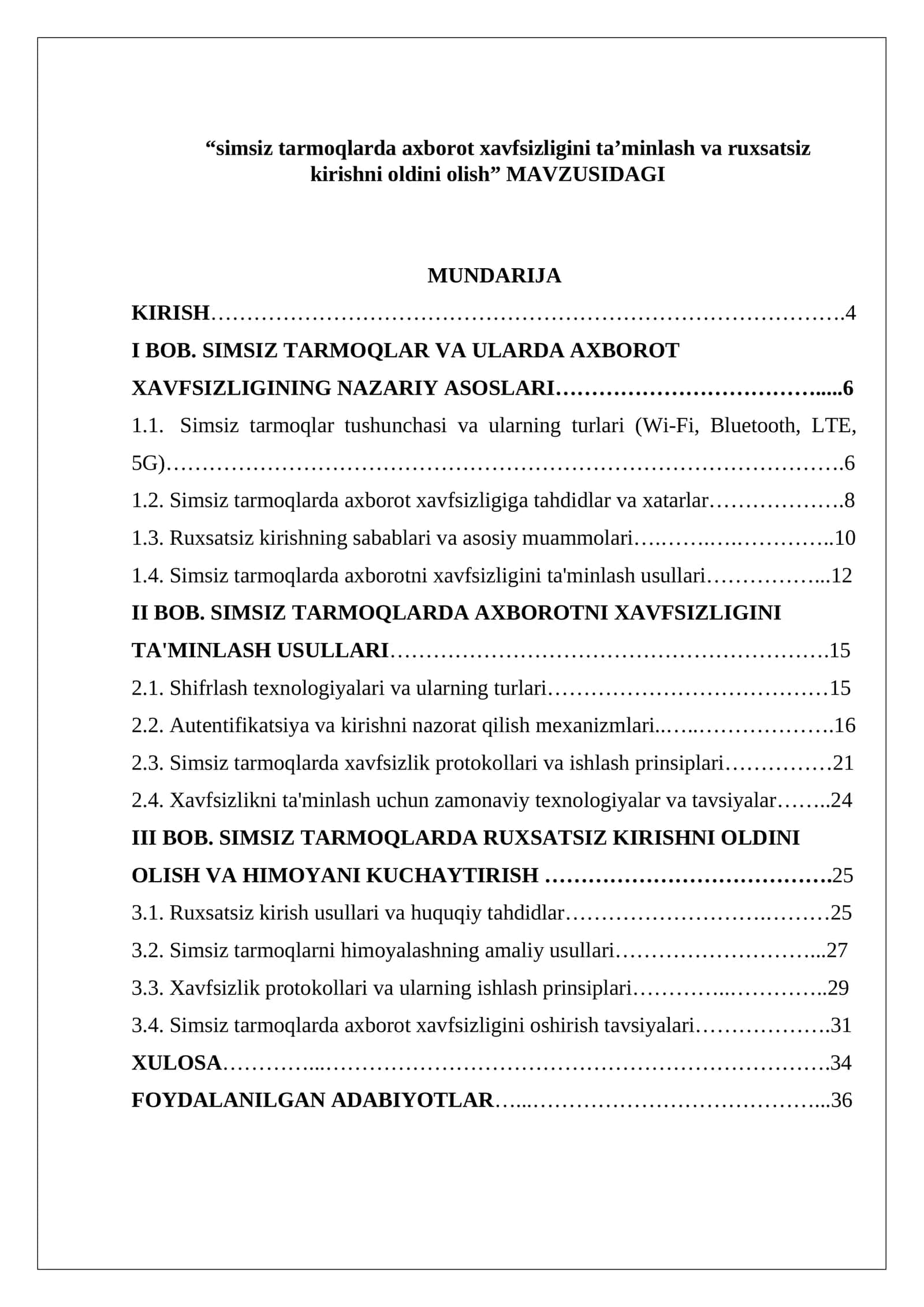 Simsiz tarmoqlarda axborot xavfsizligini ta'minlash va ruxsatsiz kirishni oldini olish 1