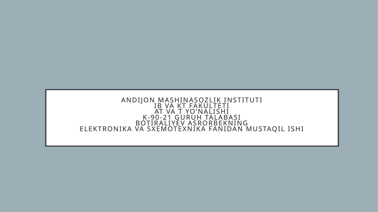 Analoglik alitlar, kommutatorlar va cheklagichlar 1