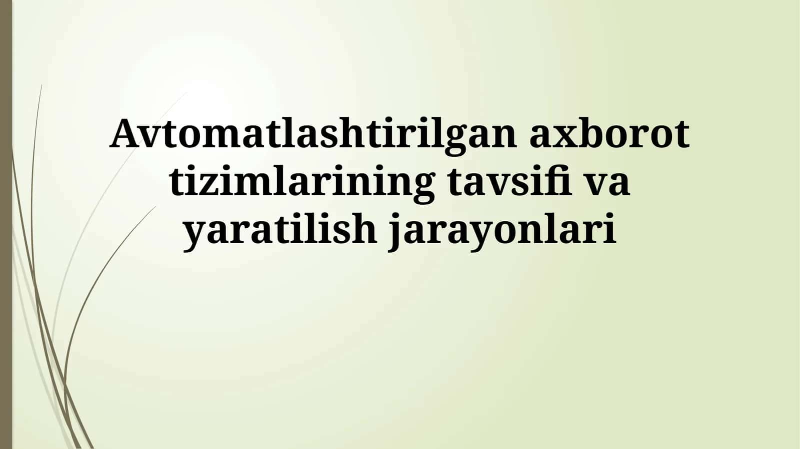Avtomatlashtirilgan Axborot Tizimlarining Ta'rifi 1