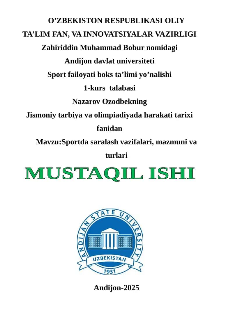 Sportda saralash vazifalari, mazmuni va turlari 1