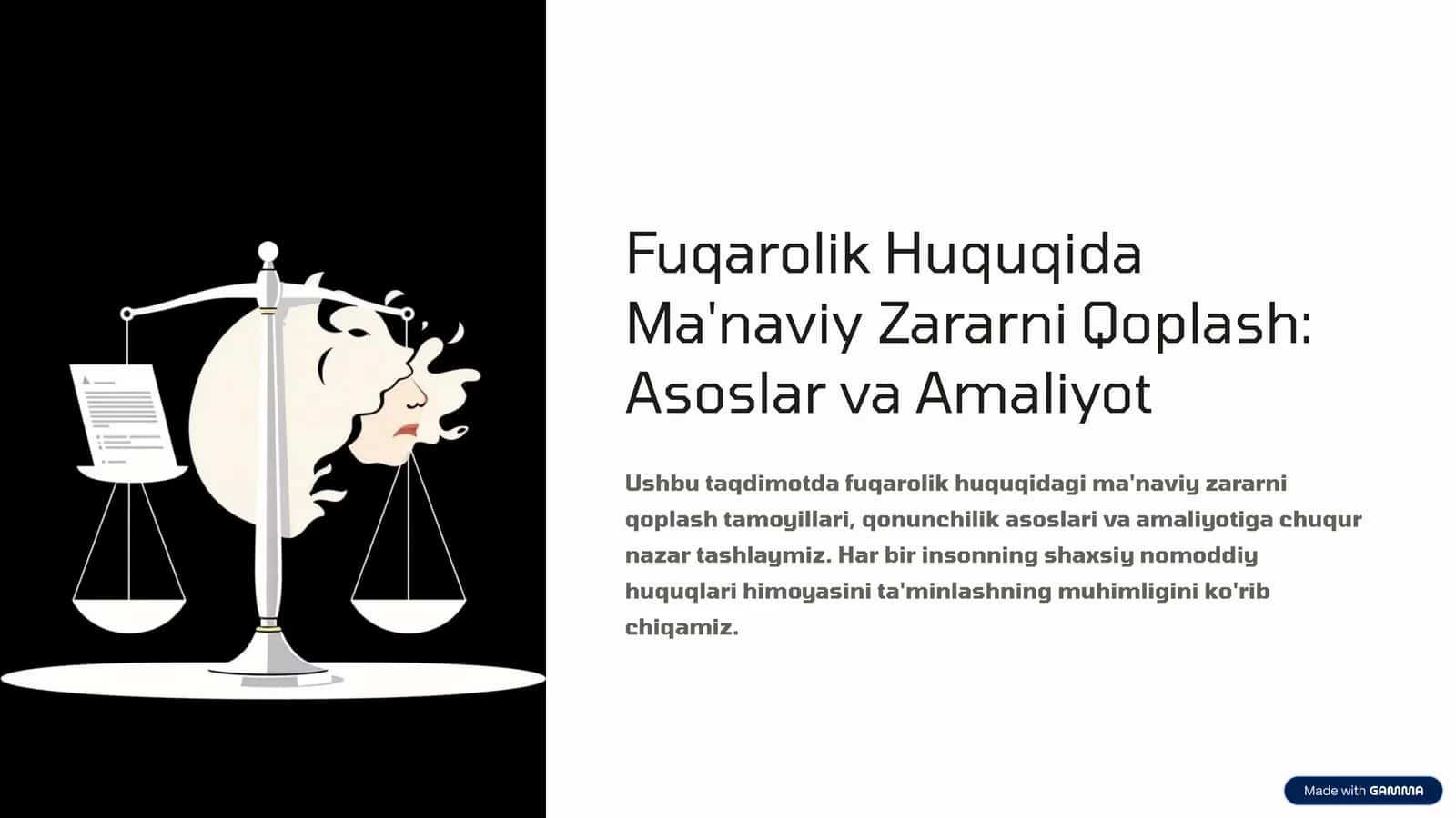 Fuqarolik Huquqida Ma'naviy Zararni Qoplash Asoslar va Amaliyot 1