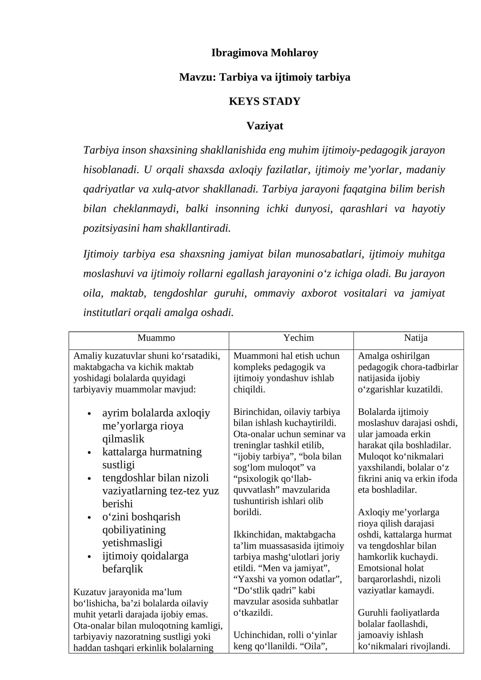 Ijtimoiy tarbiya muammolari 1