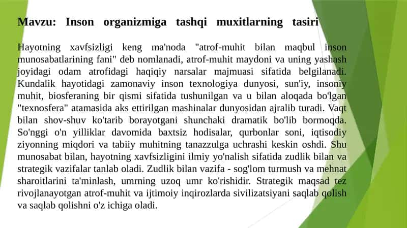 Inson organizmiga tashqi muxitlarning tasiri 1