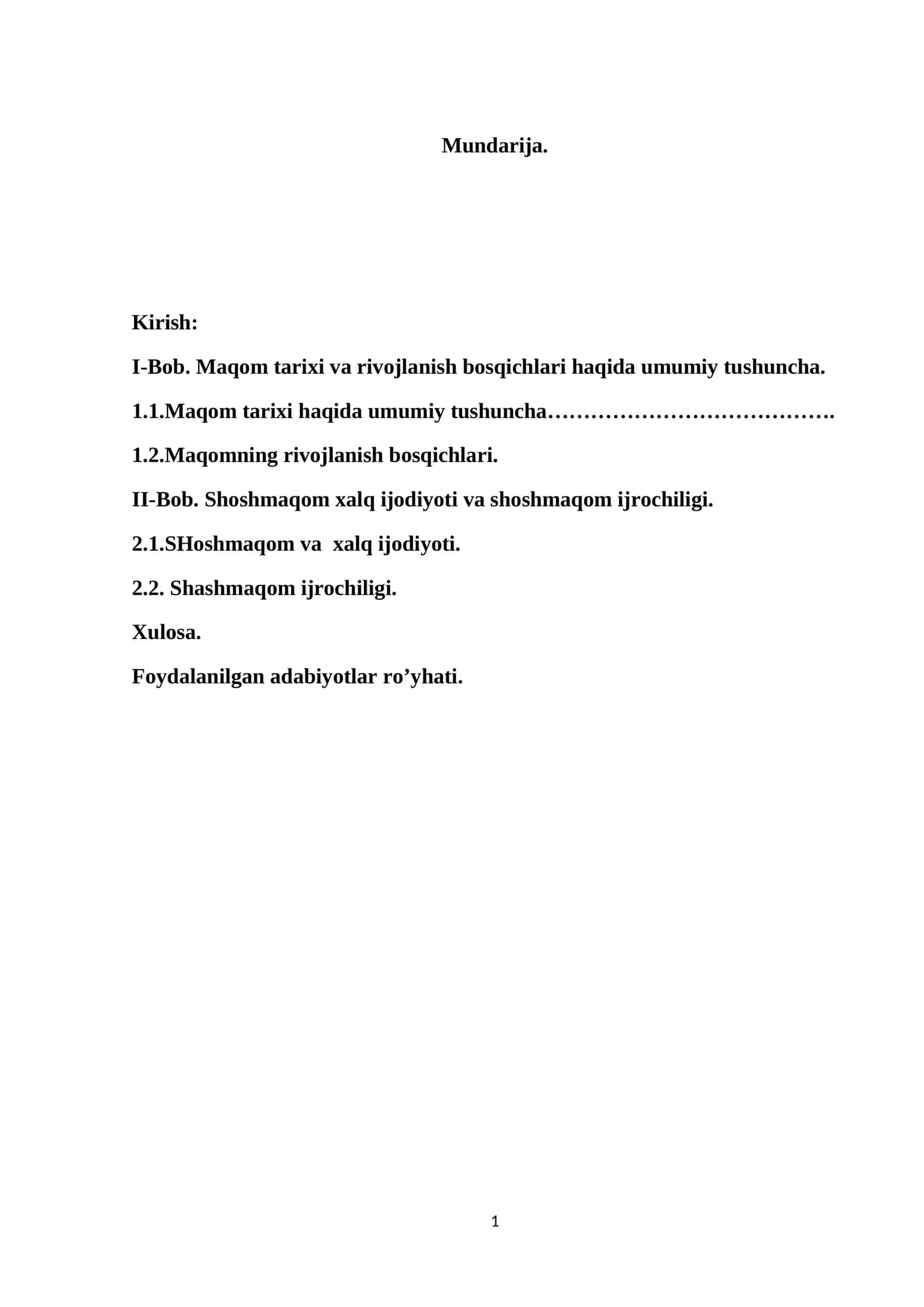 Maqom tarixi va rivojlanish bosqichlari haqida umumiy tushuncha 1